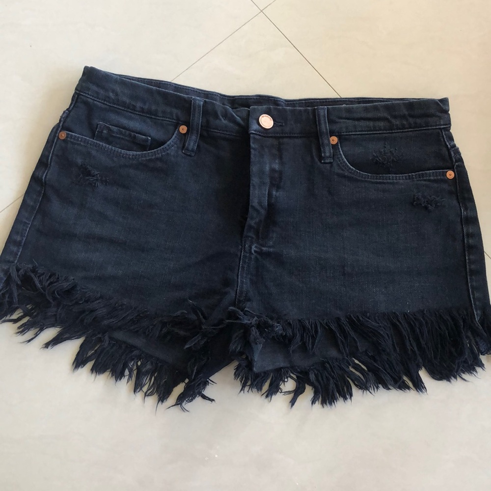Blank black denim shorts